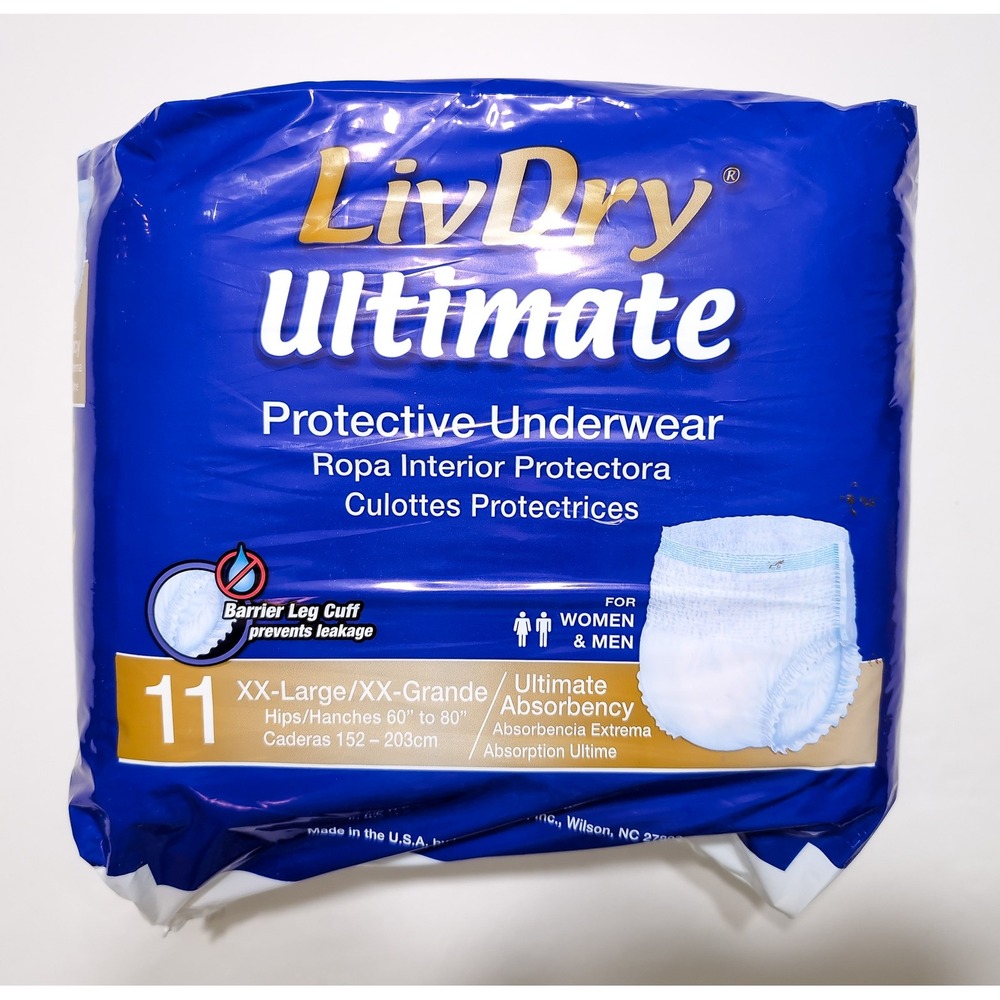 LivDry Ultimate Protective Underwear Adult Briefs Diapers XXL 2XL ~ 11 Count